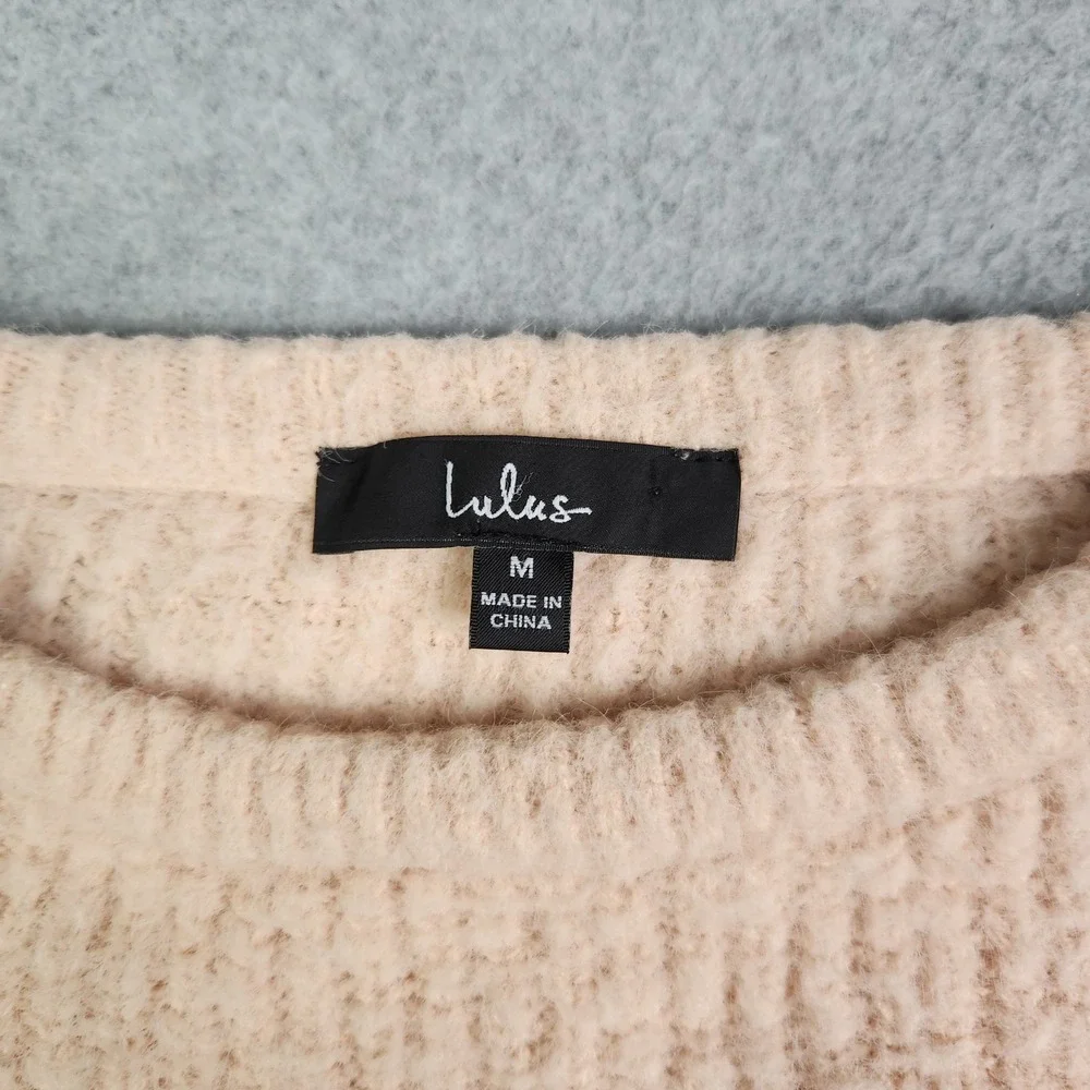 Lulus Sweater‎ Womens Medium Peach Fuzzy Knit Soft Cozy Warm Winter Long Sleeve